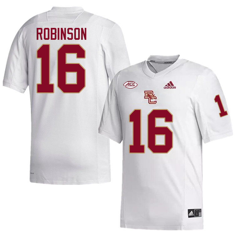 Boston College Eagles #16 Jacobe Robinson College Football Jerseys Stitched-White